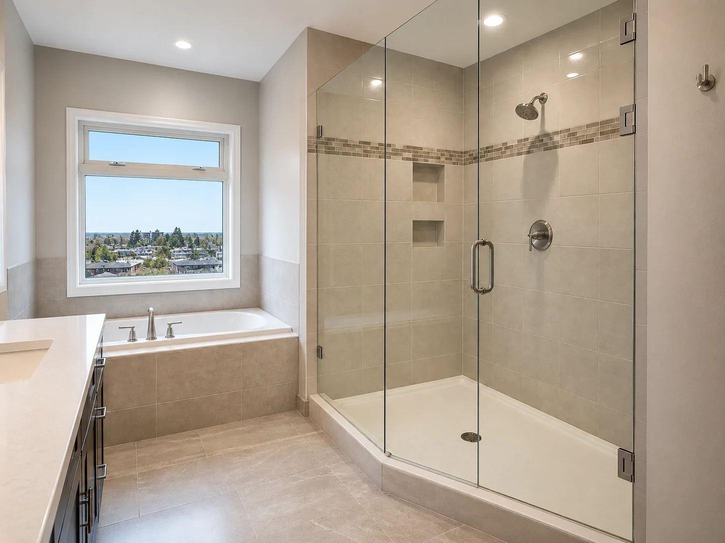Langley large ensuite shower glass restored with clear panels