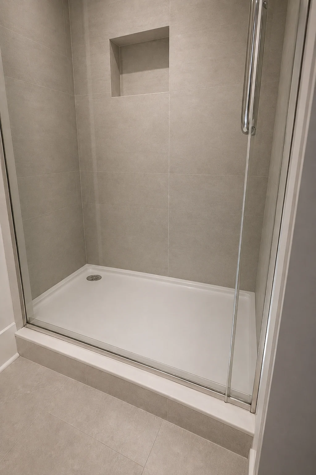 After: North Vancouver shower glass before and after mineral haze restoration