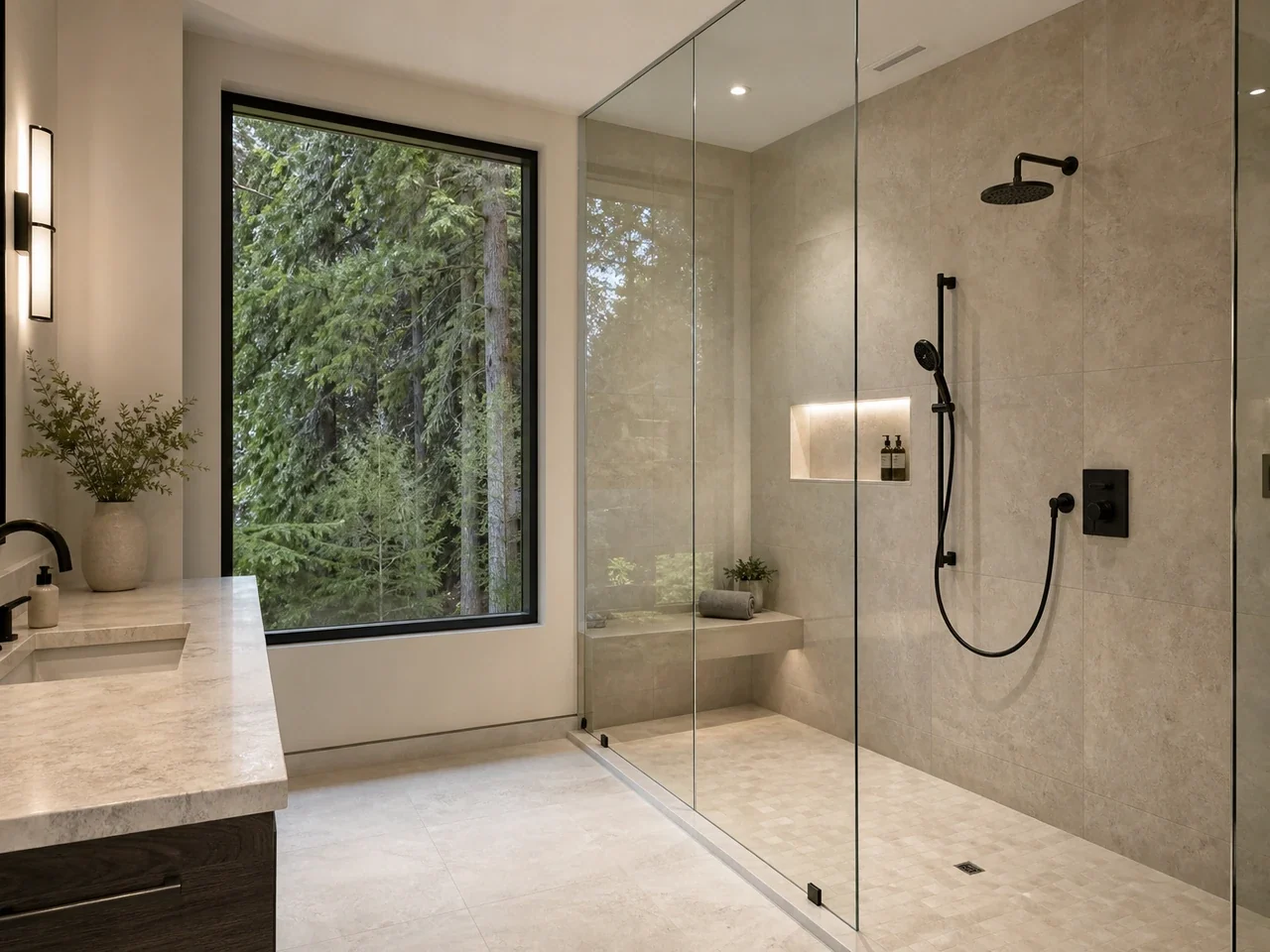 After: West Vancouver shower glass restored and protected with hydrophobic coating