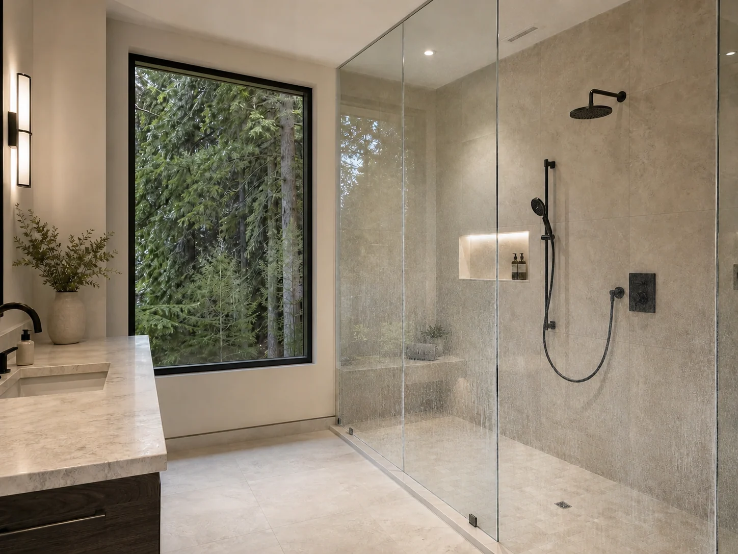 Before: West Vancouver shower glass restored and protected with hydrophobic coating